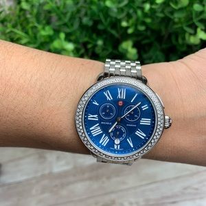 Michele | Serein Stainless Steel and Diamond Blue Bracelet Watch, 40mm
